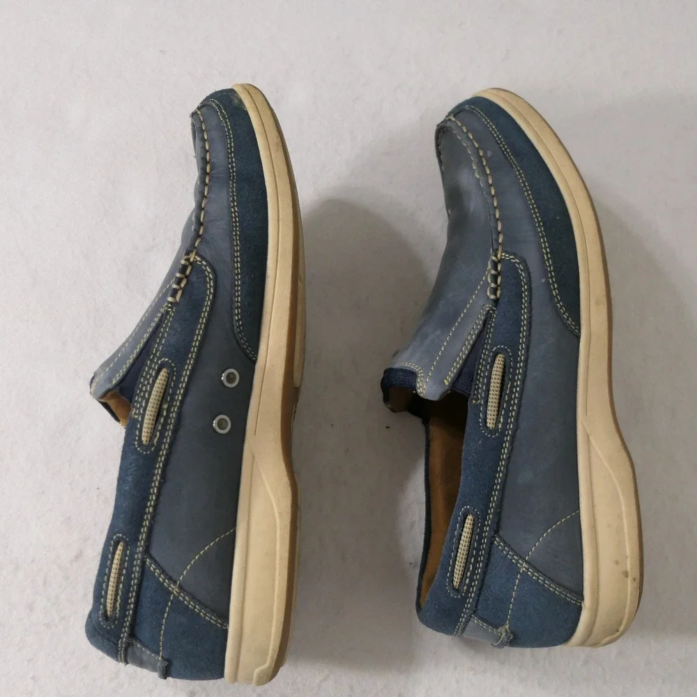 Florsheim Men Slip On 10.5M Blue Leather Suede Loafer 13158-401 Nautical Coastal